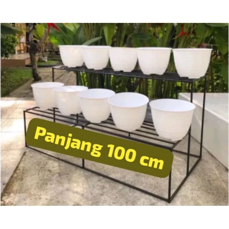 RAK BUNGA BESI SUSUN 2 / STANDING POT BUNGA PANJANG 1 METER