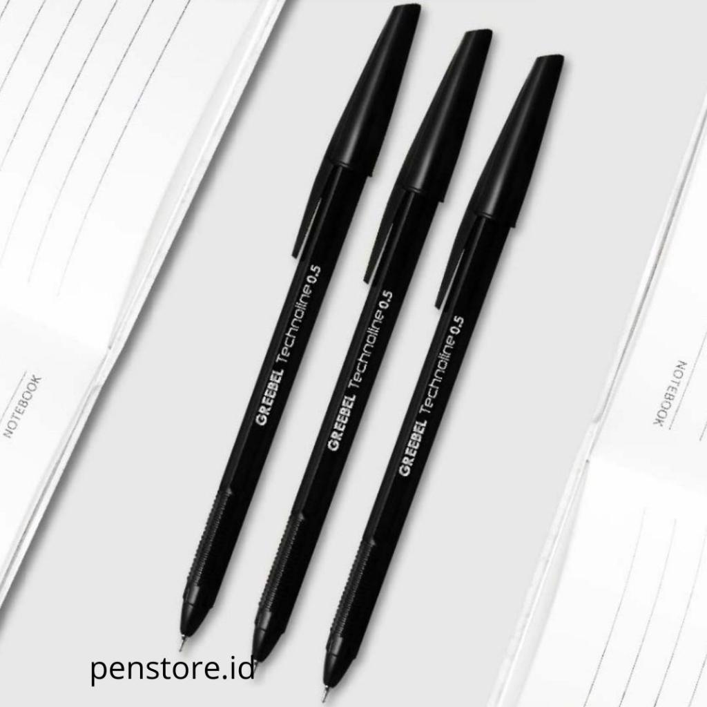 

(pack = 12pcs+1) Pulpen Greebel Technoline 0.5 Hitam / Biru / Merah / Ballpoint murah
