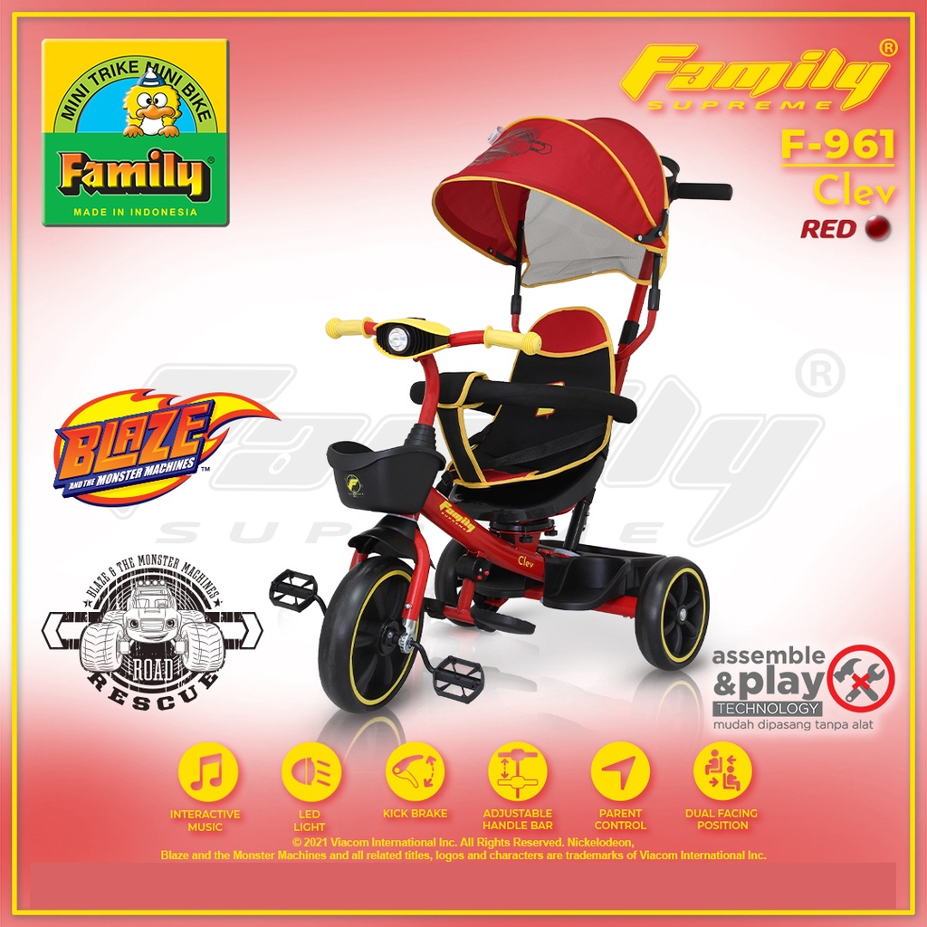 Family Sepeda Roda Tiga Anak Sepeda Roda 3 Bayi Tricycle Anak Sepeda Anak New Model Clev F-961