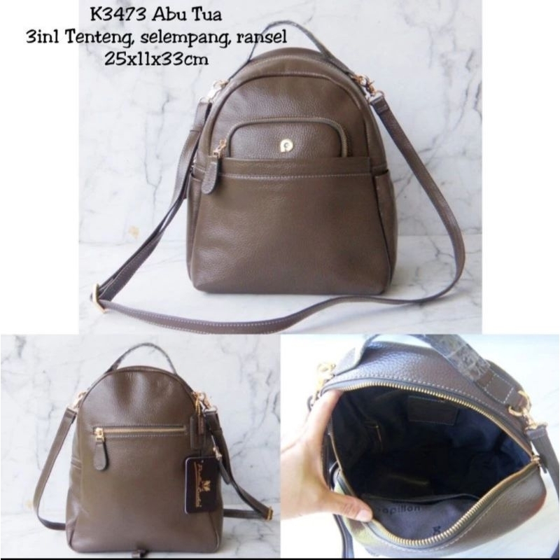 Papillon K3473 abu tua tali ransel sudah lebih panjang dari semula jadi tidak ke pendekan