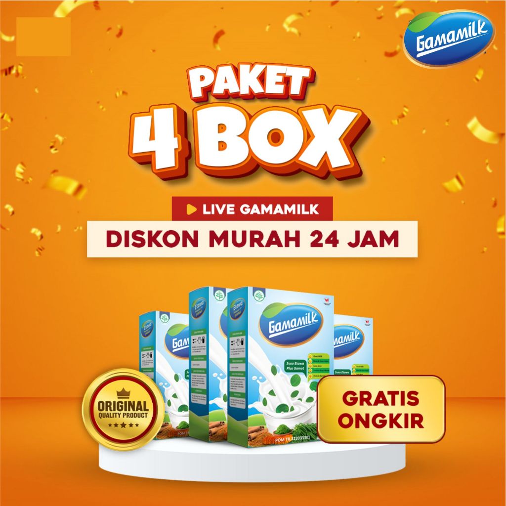 

(4 Box) Susu Etawa Gamamilk - Solusi Masalah Pencernaan, Persendian, Pernafasan cocok untuk Anak & Dewasa