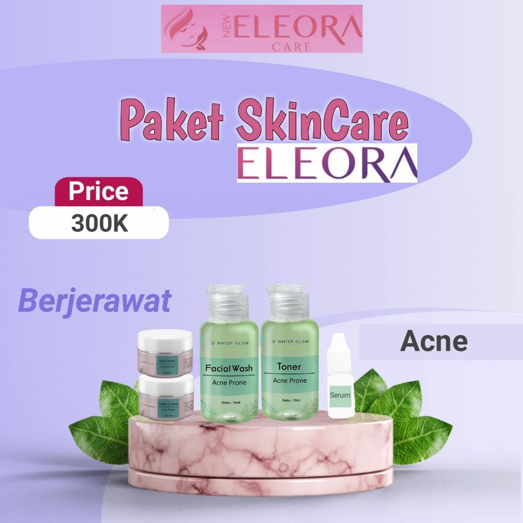Eleora D'WHISP GLOW Paket Skincare Acne Prone - Penghilang Jerawat & Pencerah Wajah
