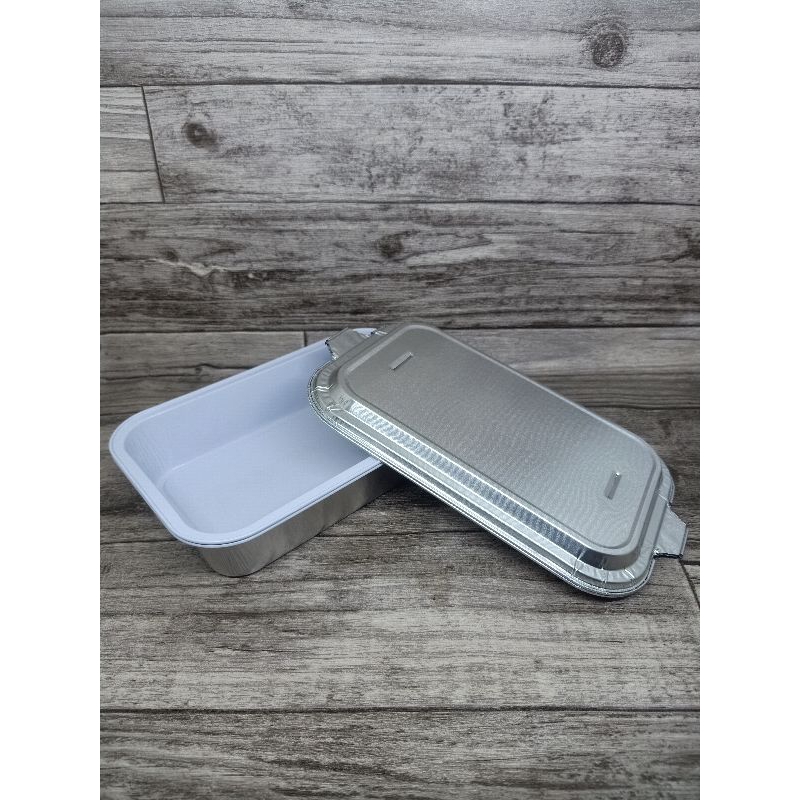 (ISI 25 - AX350+TUTUP) Wadah aluminium foil/Tray nasi panggang 500ml + Tutup/Tray aluminium