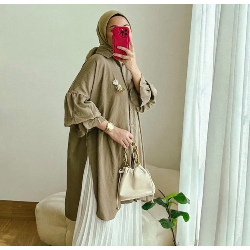 BEBENGKRIBBO - BAJU WANITA TALIA / AQILA SLIT TUNIK / TUNIK KELUARAN TERBARU MODEL LENGAN BALON