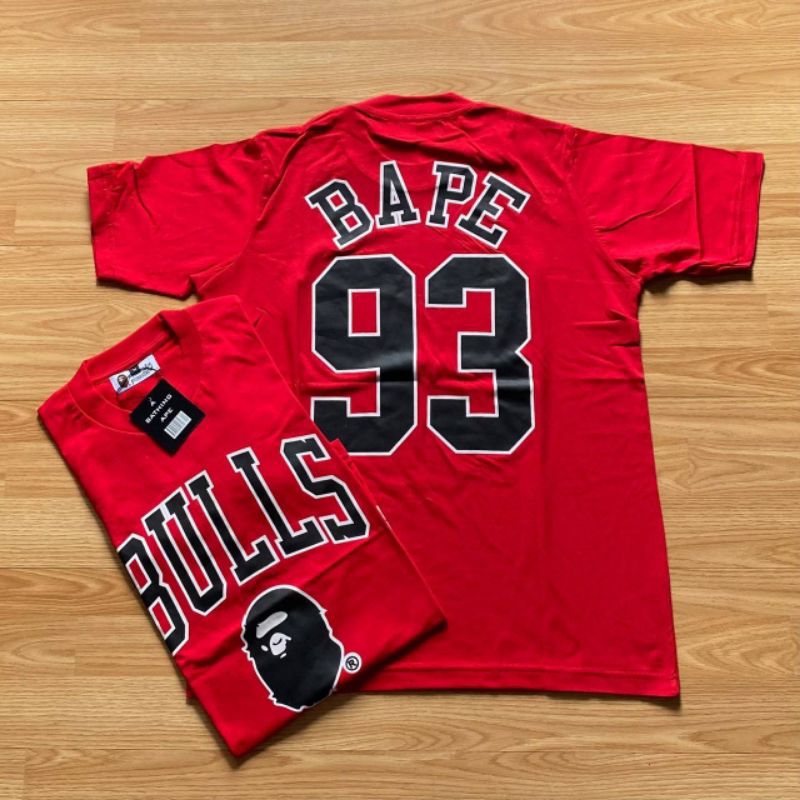 KAOS PRIA BAPE A BATHING APE BULLS BOA 93 TSHIRT RED