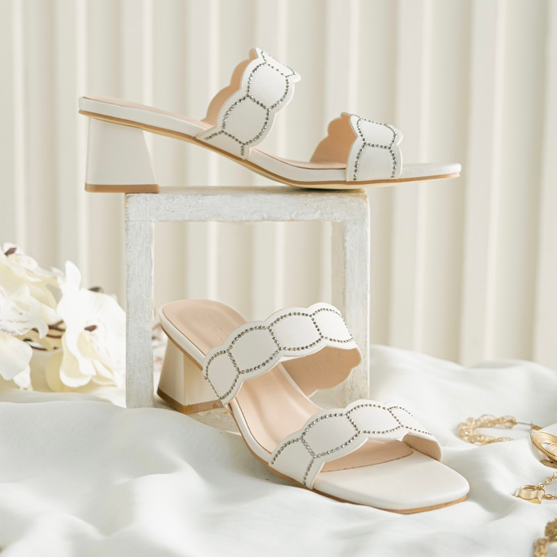 Estrala Block Heels - White