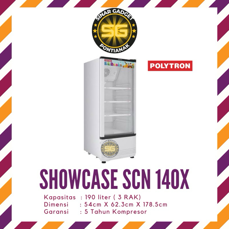 Kulkas showcase Polytron 3 rak scn 140x