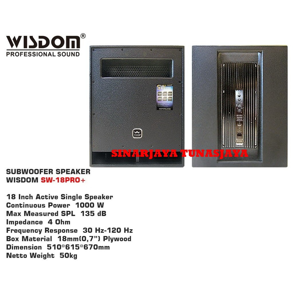 SUBWOOFER WISDOM SW 18 PRO + / SW18PRO + 18 INCH ORIGINAL