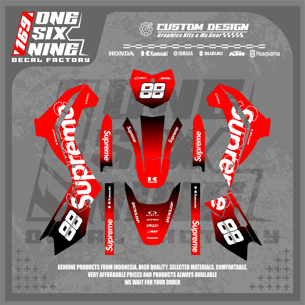 Decal Klx 140 Supreme Design Custom - Free Custom Design