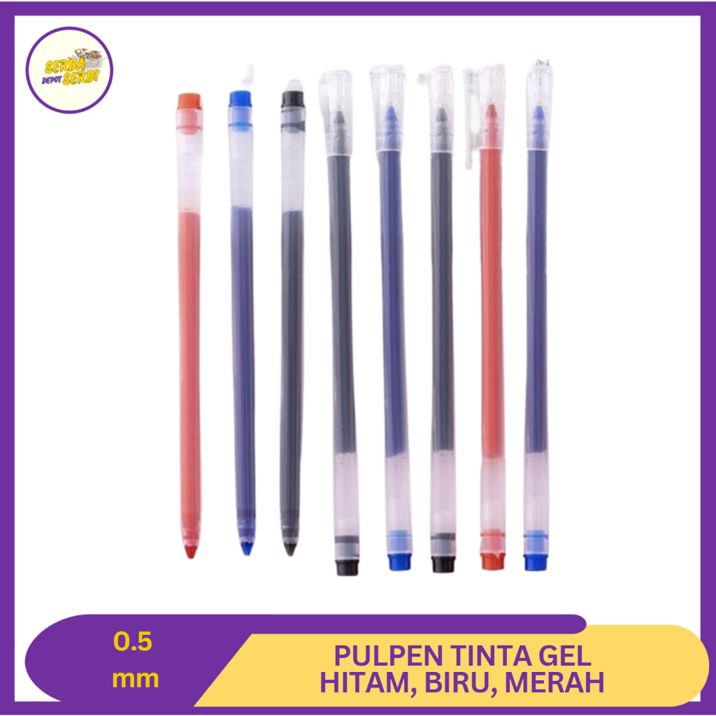 

Pulpen Ballpoint Transparan Gel Tinta Cair Pena Alat Tulis Warna