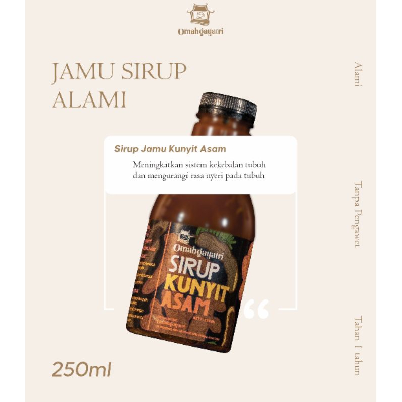 

SIRUP JAMU KUNYIT ASAM by Omahgayatri. Sirup rempah alami siap seduh 250ml