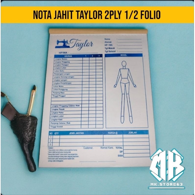 

NOTA JAHIT TAYLOR 2 PLY 1/2 FOLIO - SIAP KIRIM