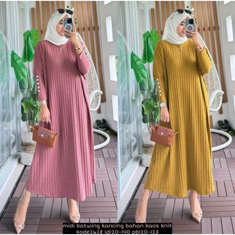 Yameena Midi Batwing Kaos knit import premium