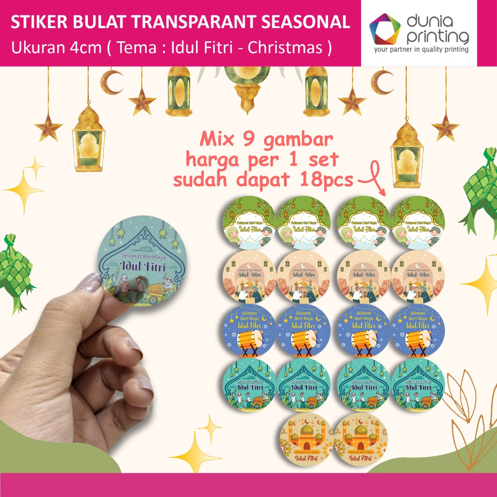 

Stiker bulat transparant seasonal (Idul Fitri & Merry Christmas)