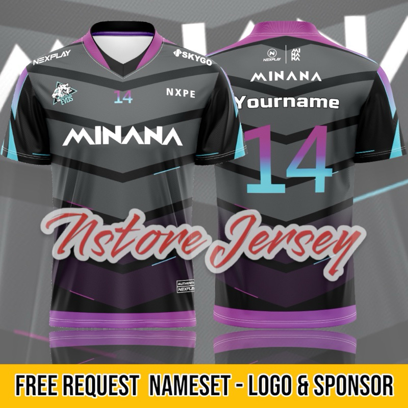 Jersey Evos Minana Nexplay Esport Gaming Terbaru 2024 Free Custom Nickname & No punggung