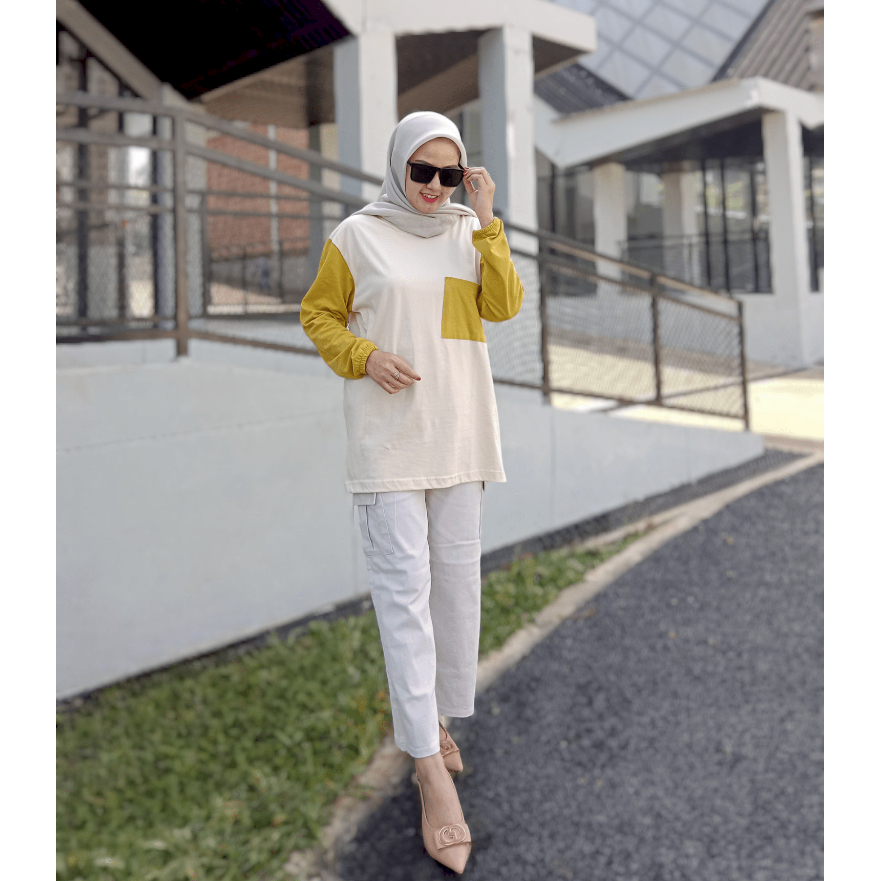 Oversized T-shirt Wanita Terlaris / Atasan Lengan Balon / Kaos Jumbo LD 120
