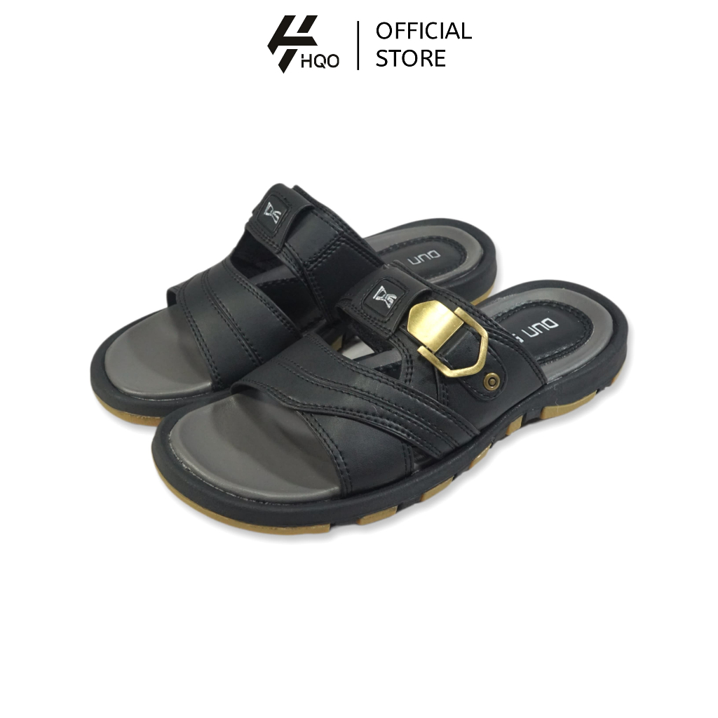 HQo Sandal Kulit Pria Terbaru Hitam Sol Anti Licin Torres1 / Sandal Kulit Pria Casual / Sandal Selop