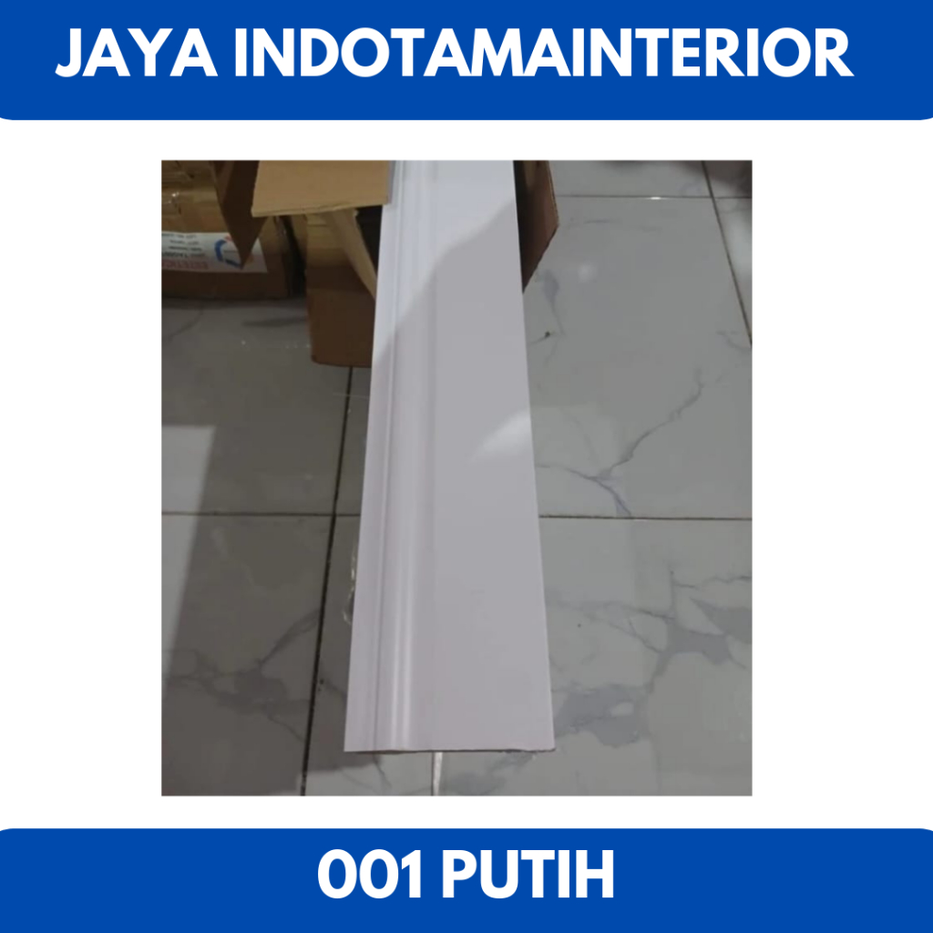 Lis Plint Lantai Plank PVC Panjang 395 cm Harga Per Batang - 001 PUTIH