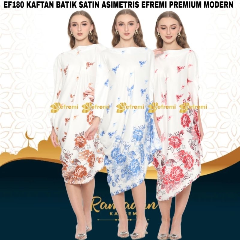 EF180 KAFTAN BATIK SATIN SILKY PREMIUM TRENDY /KAFTAN LEBARAN /DRESS PESTA KAFTAN ASIMETRIS/BAJU WAN