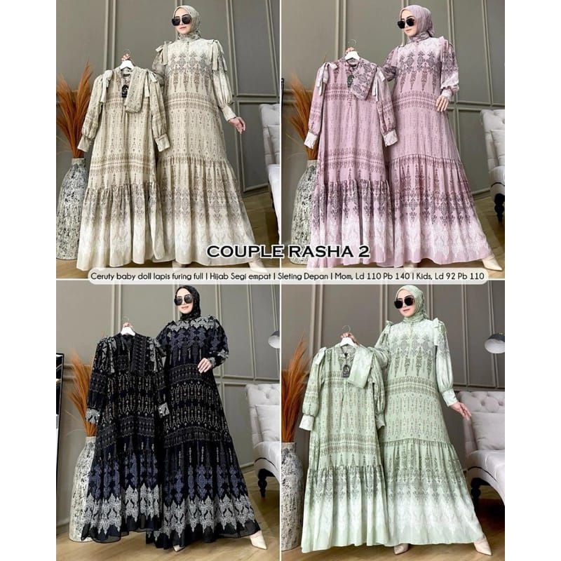 HUMAIRA - GAMIS COUPLE SYAR'I MOTIF ETNIK - SET HIJAB - CERUTY BABY DOLL