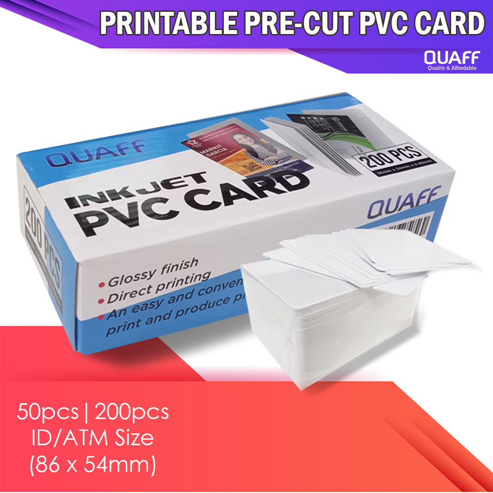 

QUAFF Printable PVC Pre Cut ID Card 86-54mm untuk Pencetakan ID Langsung (200PCS)