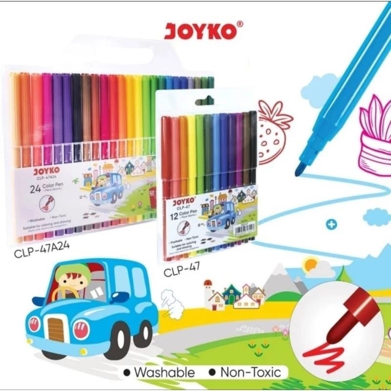

(ES) EA6433 Spidol 12 Warna Joyko Color Brush Pen Pena Kuas Warna Joyko CLP-47