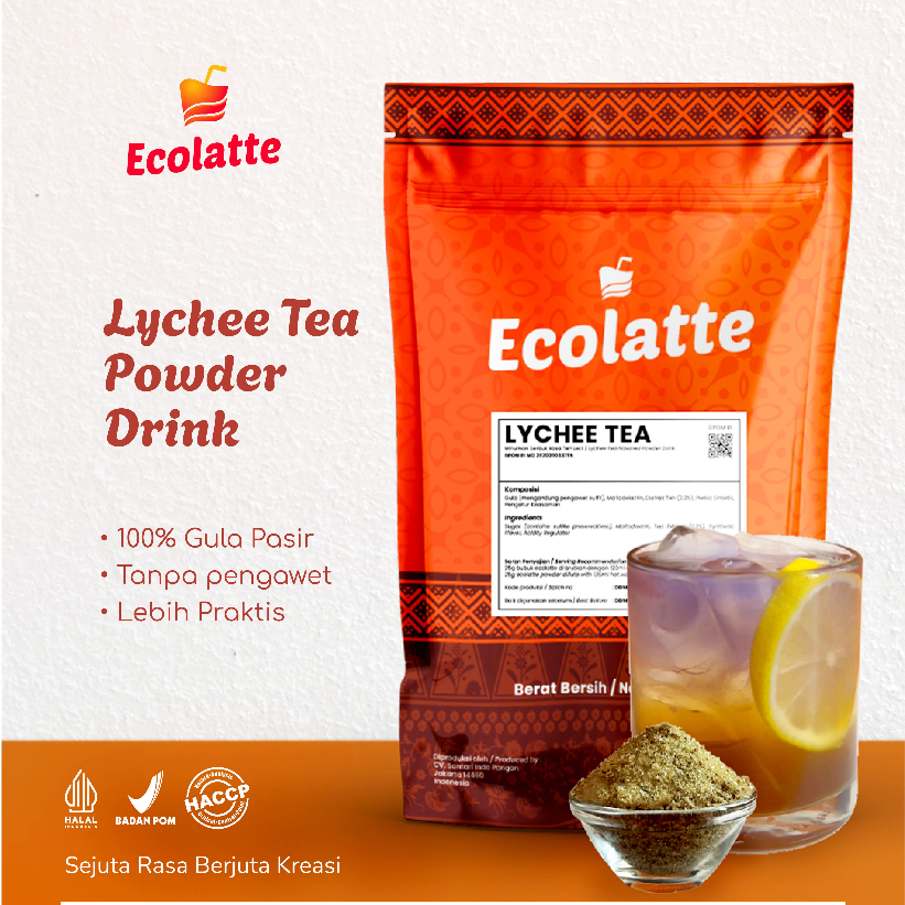 

ECOLATTE LYCHEE TEA POWDER DRINK 1KG USAHA MINUMAN UMKM