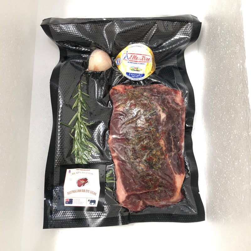 

AUS Rib Eye Ready to Cook Steak Mini Size 125-175 gr / Steak Siap Masak Full Seasoning HALAL Grade A