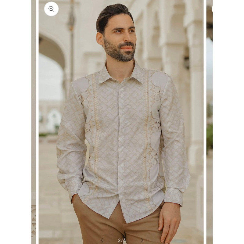 festive men shirt, koko benang jarum buttonscarves size S satu kali pake, like new