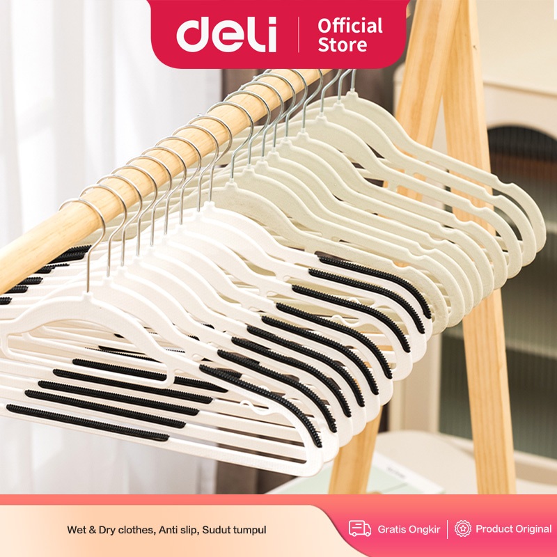 Vusign Gantungan Baju Dewasa / Hanger Isi 10 Dengan Bantalan Karet VS93X