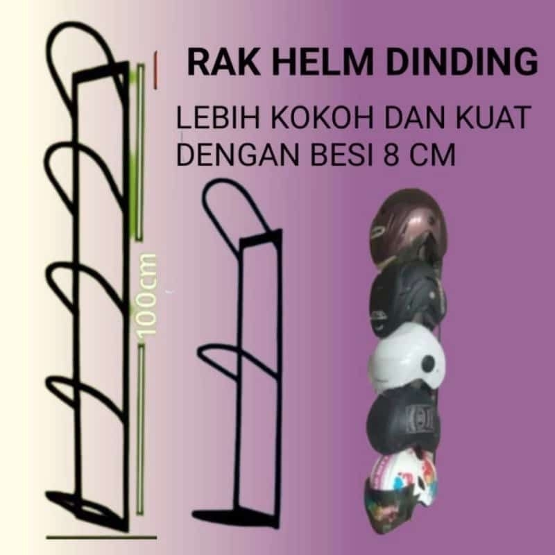 Rak Helm/Tempat Helm/Rak Besi Gantung/Rak Dinding Helm/ Rak Besi 100Cm 5 Helm