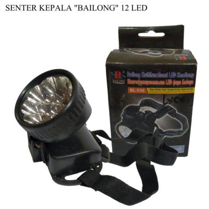 Senter Kepala Bailong 12 LED BL-536 1.5V ( Headlamp / Lampu Emergency )