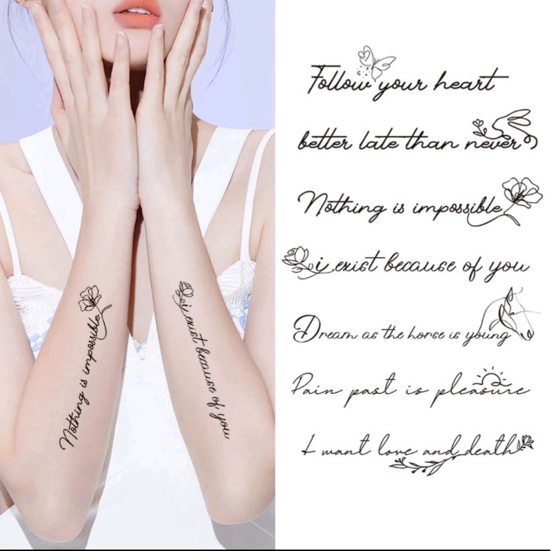 Tattoo Temporary Tato Temporer Tahan Lama1 Bulan Semi Permanen Motif Tulisan Huruf Abjad Inggris Mot