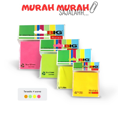 

BIG Sticky Notes Warna/ Note Kertas/ Memo Tempel Single Color 1 Warna