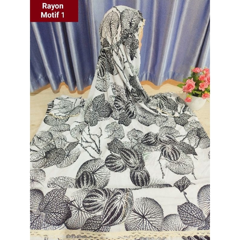 Mukena Terusan Dewasa Bahan Rayon Motif Bunga