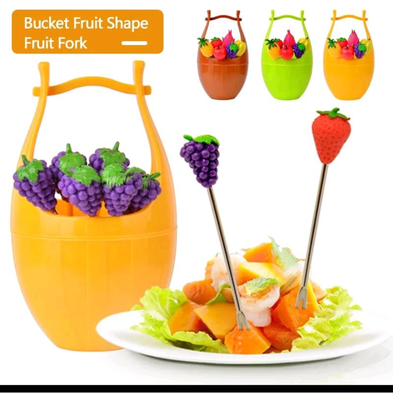 Tusuk Buah / 6 Buah Set Garpu Buah Tahan Karat Bentuk Buah / Garpu Mini Tusuk Buah / garpu kue / gar