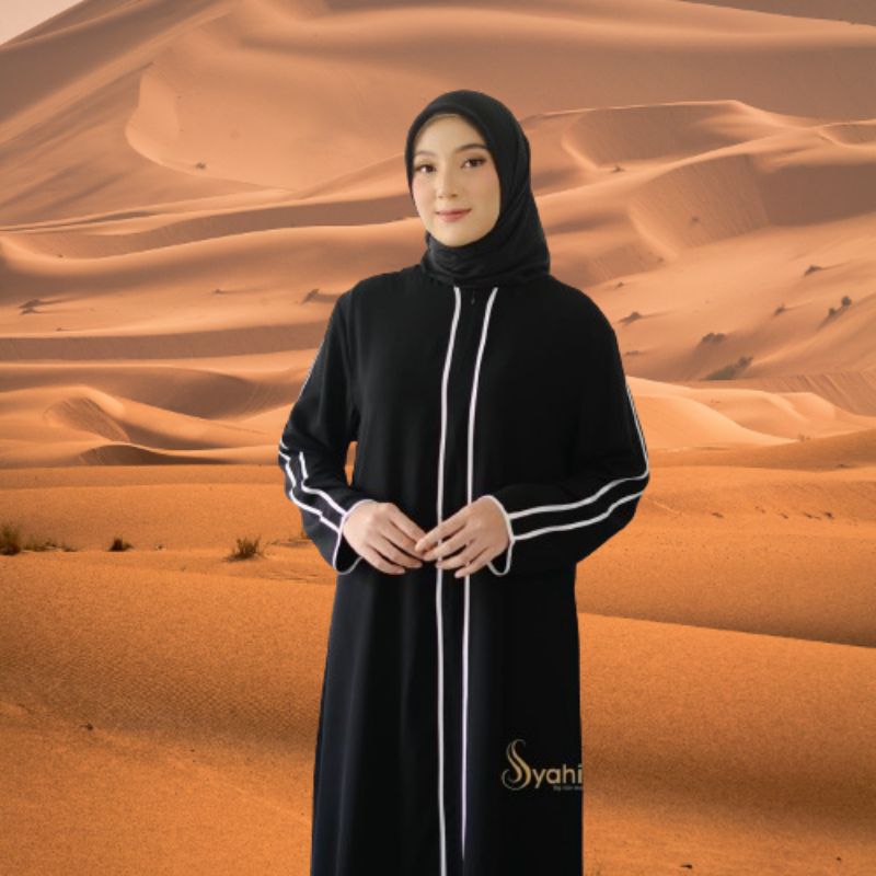 maryam abaya list jetblack premium abaya arab polos simple busui friendly hitam / gamis abaya lebara