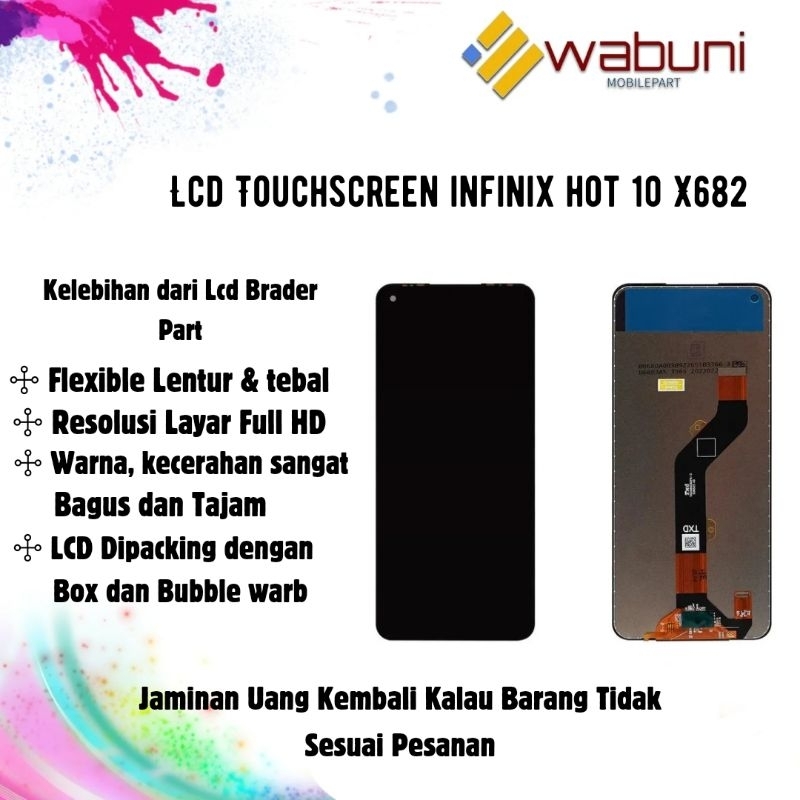 Wabunimobilepart Lcd Touchscreen Infinix Hot 10 X682 / Lcd hp infinix / Touchscreen hp / layar hp in