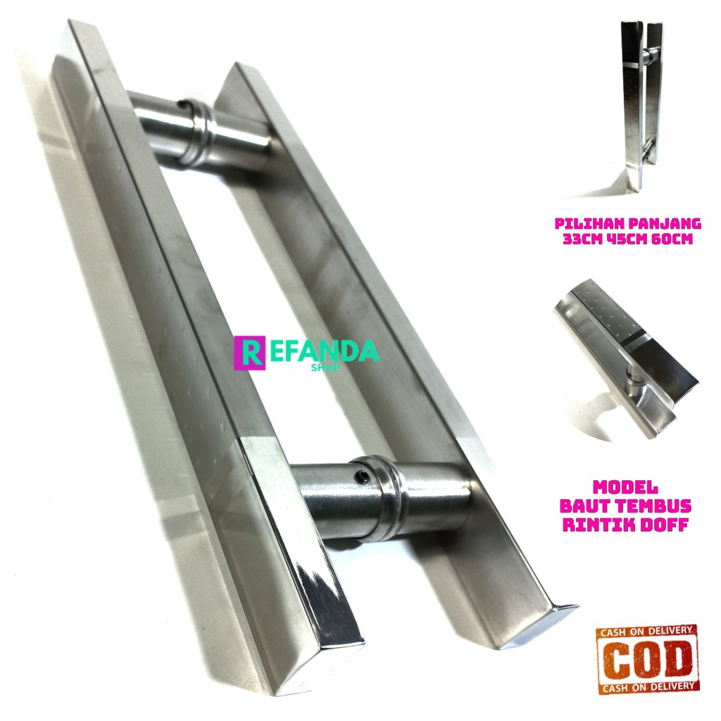 handle gagang tarikan pintu rumah minimalis model baut tembus untuk pintu depan dan kamar daun pintu