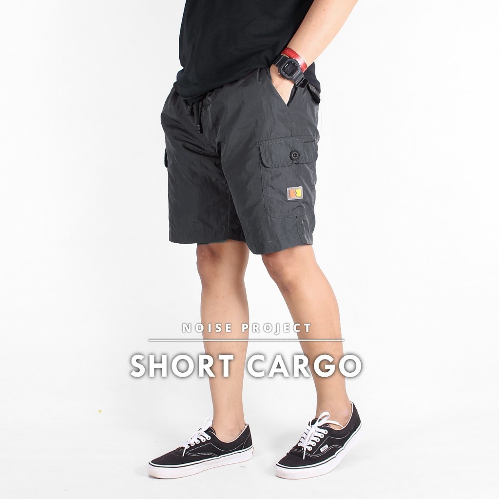 SIXTEEN - Celana Cargo Pendek Boardshort Pria Wanita Wrinkled Polyester 6 Saku