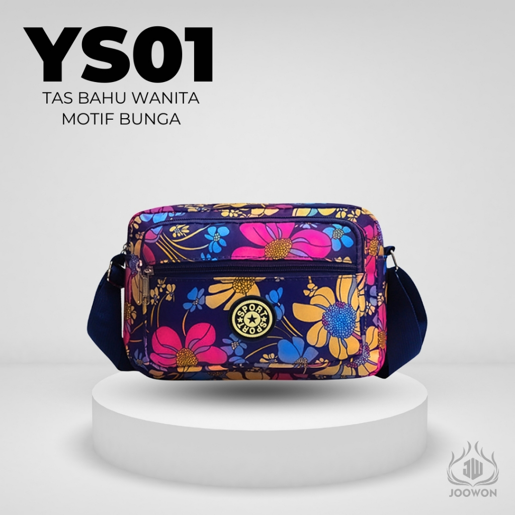 Tas Selempang Wanita / Slingbag Bahan Nylon Waterproof Korean Style Kekinian Motif Bunga New Arrival