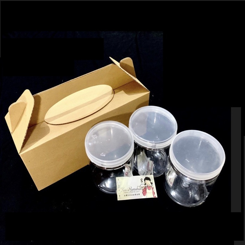 

(5 pcs) kardus tenteng 3 toples 800 ml dus jinjing kemasan toples kue kering box cookies goodiebag ulang tahun 10x28x14 cm