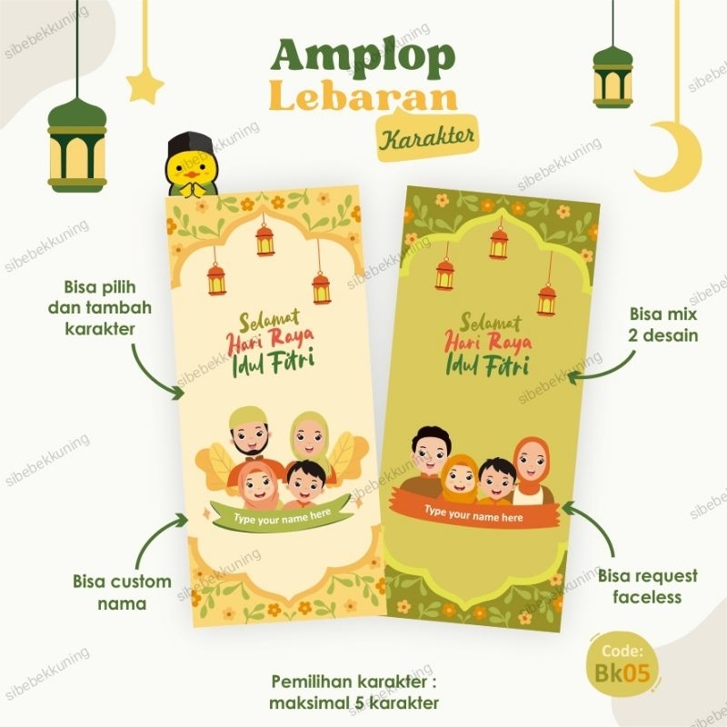 

Amplop Lebaran Custom Karakter | Angpao Lebaran | Eid Envelope