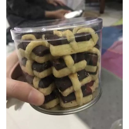 Tabung Mika Alas Kaleng BK Diameter 8 x Tinggi 4 cm /  8x4 cm Toples Tabung Mika Kemasan Kue Kering 