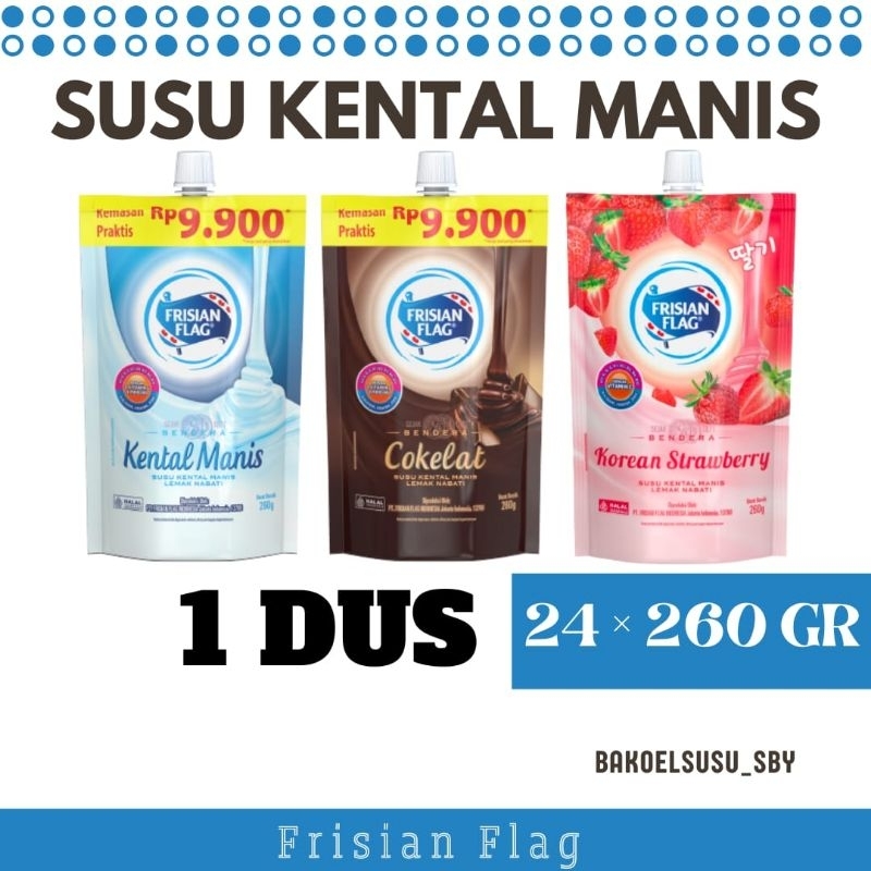 

Frisian Flag Susu Kental Manis Pouch 260 gr × 24 • Frisian Flag Susu Bendera Kental Manis Pouch 260 gr × 24 (1 Karton)