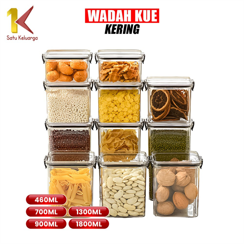Satu Keluarga Toples Lebaran Kue Kering 1800ML C1043 Kotak Bening Wadah Snack Food Container / Kotak