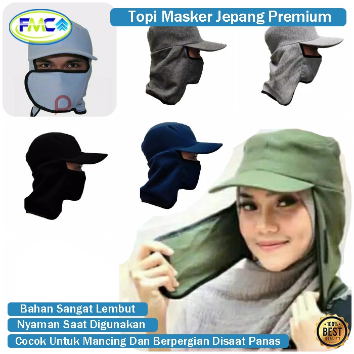 Topi Masker Jepang Pria Wanita Topi Mancing Anti Panas Lembut Premium Topi Serbaguna Murah