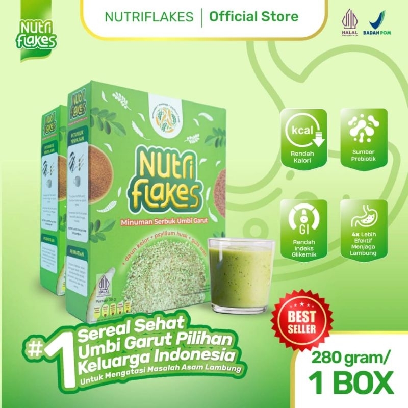 

Nutriflakes Sereal Umbi Garut Asam Lambung - Ampuh Mengatasi Asam Lambung Gerd, Maag 1 Box