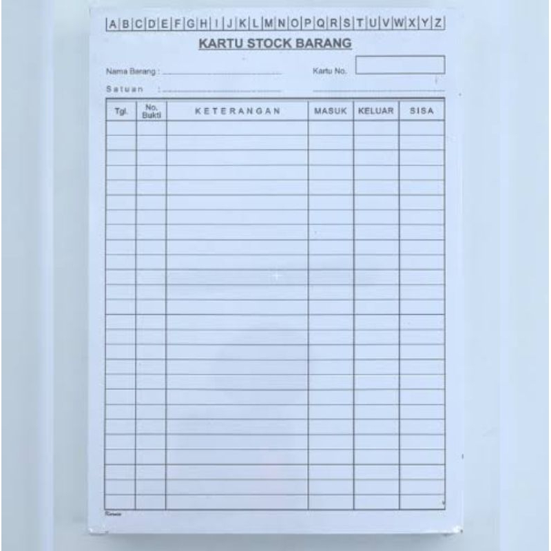 

Kartu Stock Barang Ukuran Kwarto/A5 (100 Lembar)