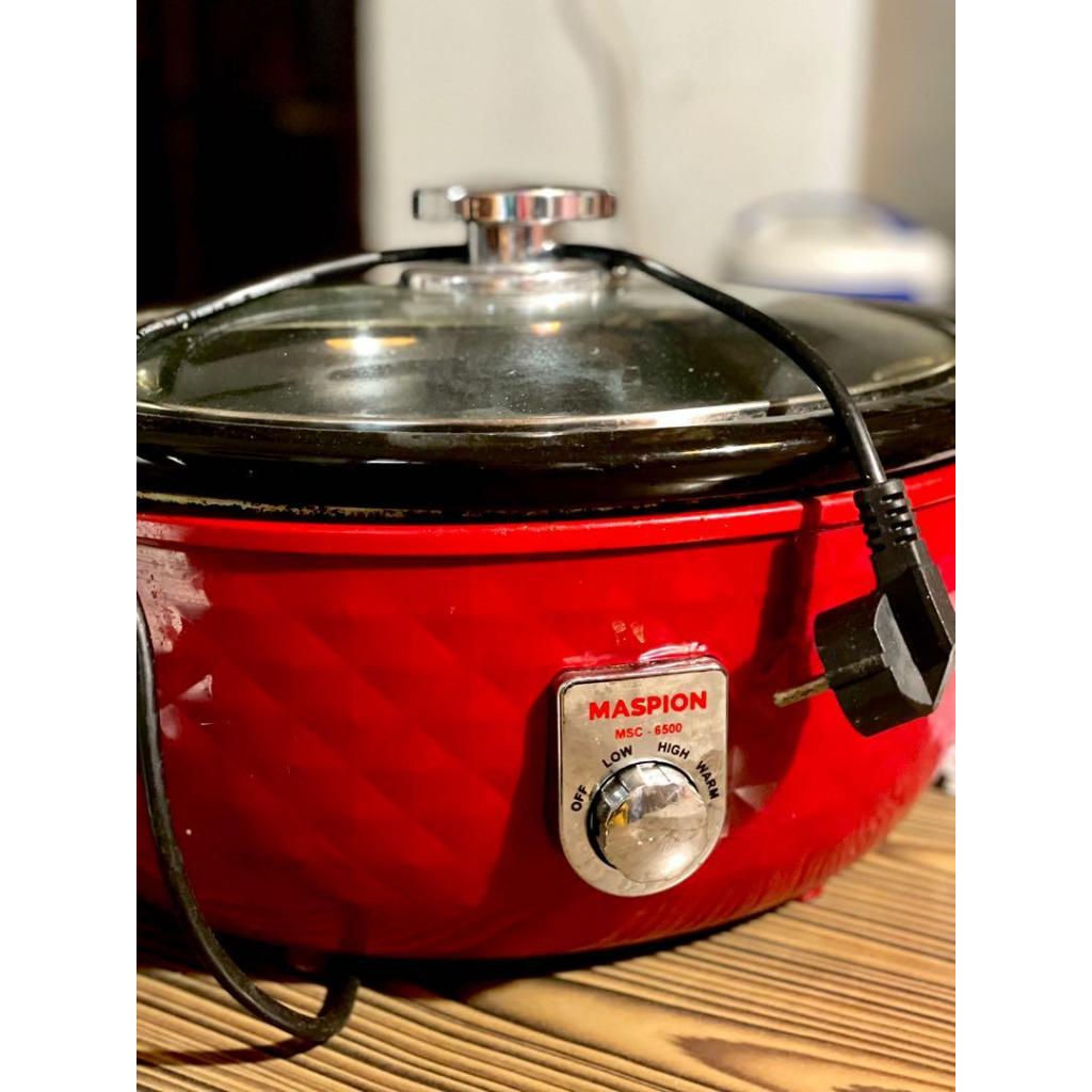 Slow Cooker Maspion MSC 6500 / Rice Cooker Ceramic Lowat 6 Liter Merah